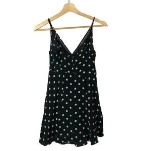Forever 21 Black White Polka Dot Wrap Mini Dress M